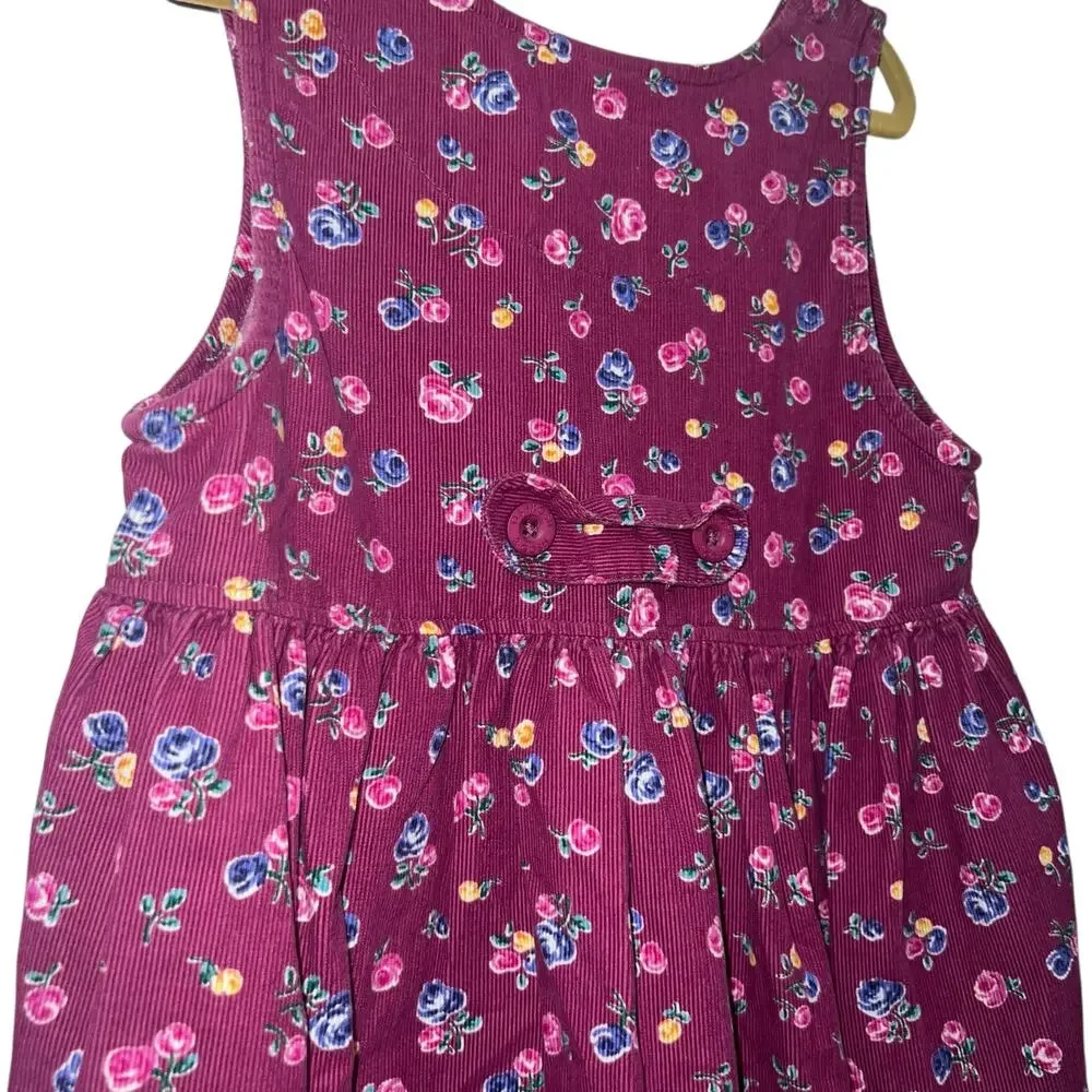 Vintage OshKosh B'Gosh girls floral corduroy fall cotton dress sz 5 multicolor